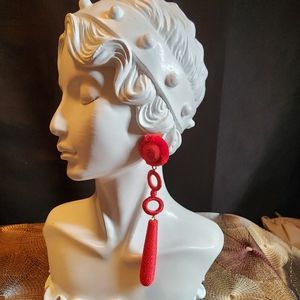 Leyla Gans Amelia wrapped cord drop earrings - red silk